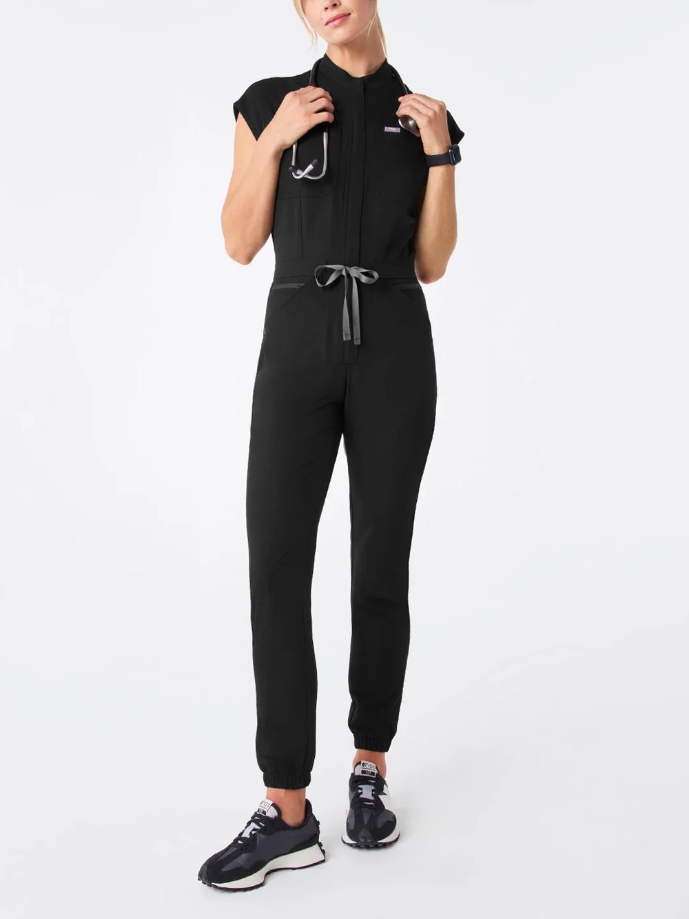 FIGS FIONx Women’s XS Black Rafaela Scrub Jumpsuit Joggers NWT